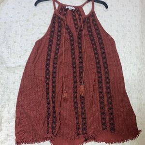 Juniors M Rust Orange Boho Dress